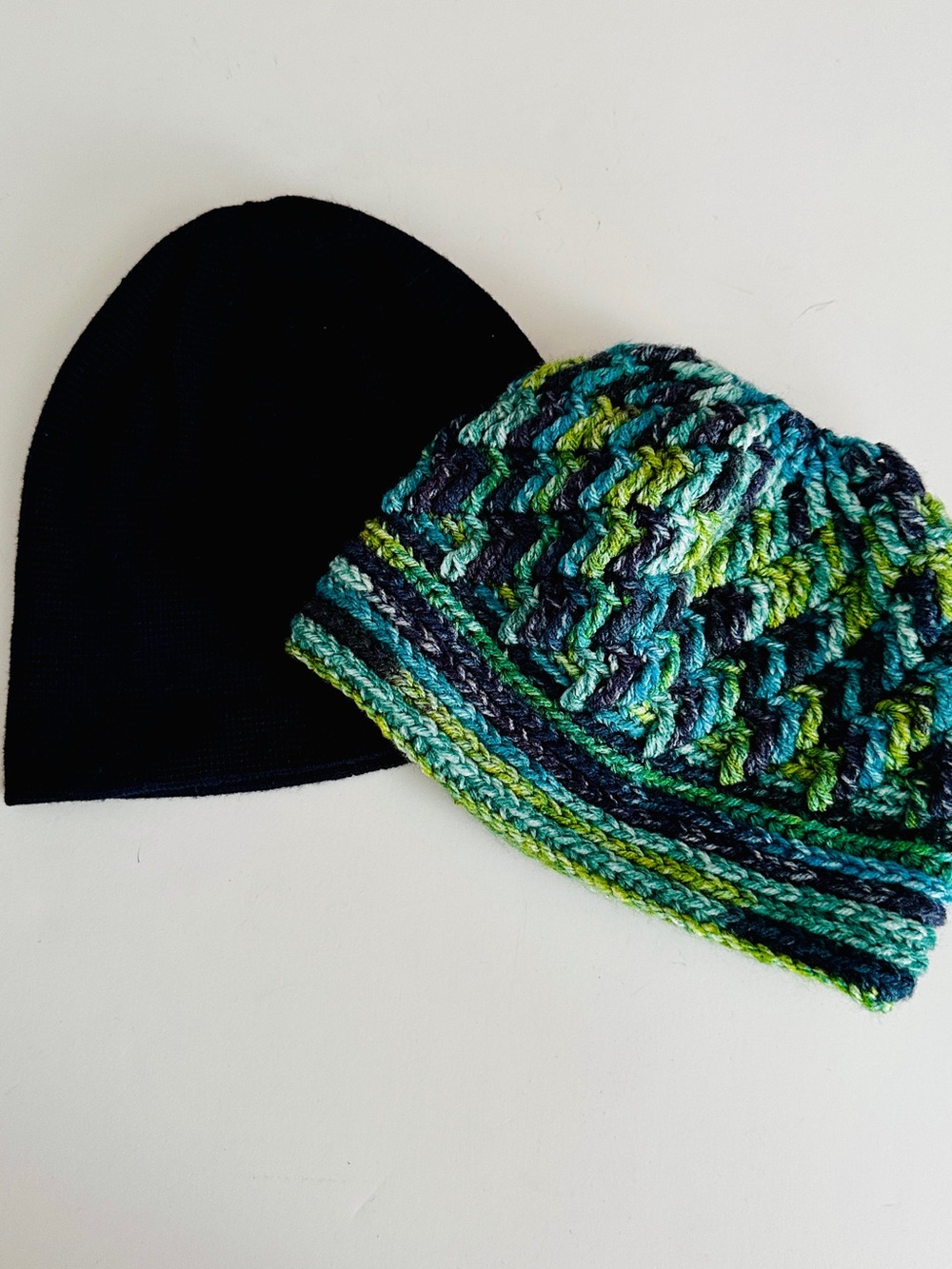 Adult Crochet Hat and Navy Knit Hat